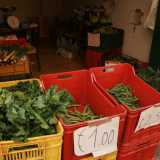 le indicazioni ci portano in un locale dove in realt� troviamo anche fave, insalate, zucche, patate, bottiglie di vino e olio